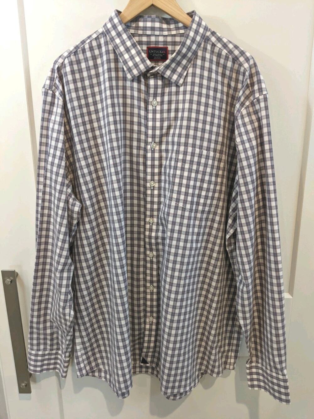 UNTUCKit Mens XXXL Plaid Gingham Long Sleeve White Blue Pink